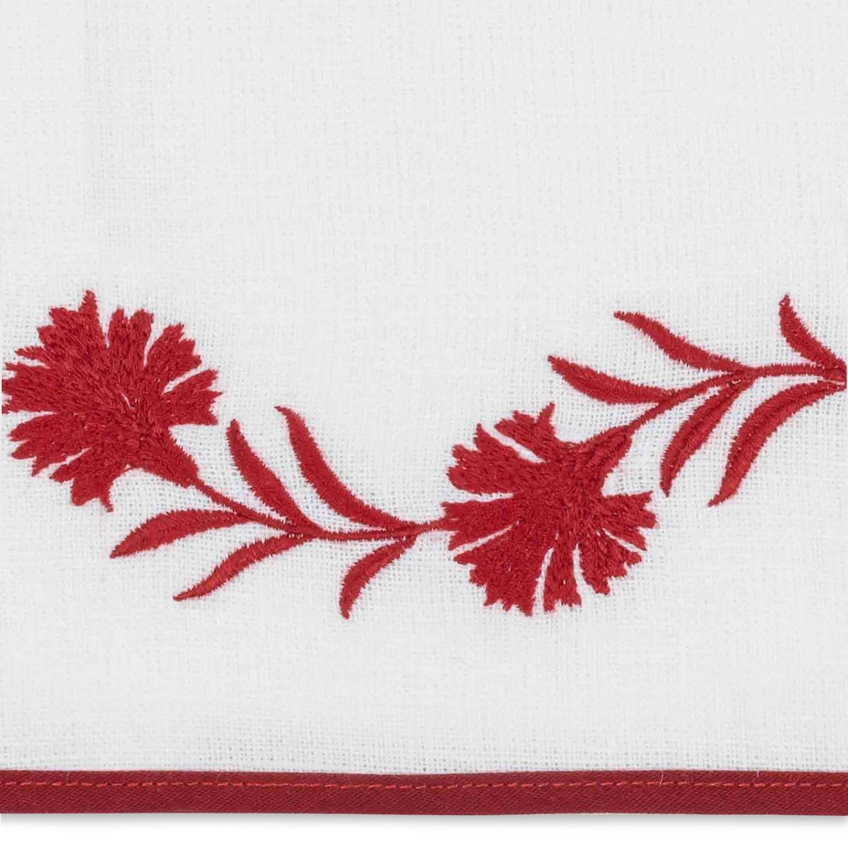 Swatch of Matouk Daphne Linen Red Set of 2 Guest Towels at Fig Linens and Home