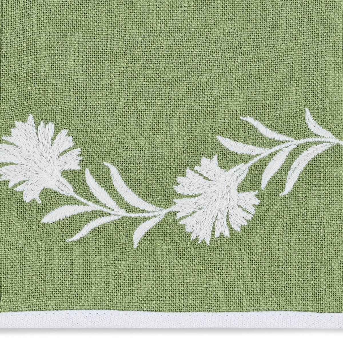 Swatch of Matouk Daphne Linen Grass Green Set of 2 Guest Towels at Fig Linens and Home
