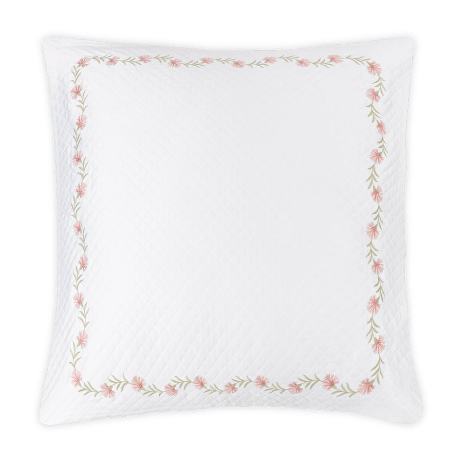 Daphne Matelassé in Peony Pink |  Matouk Euro Sham at Fig Linens and Home
