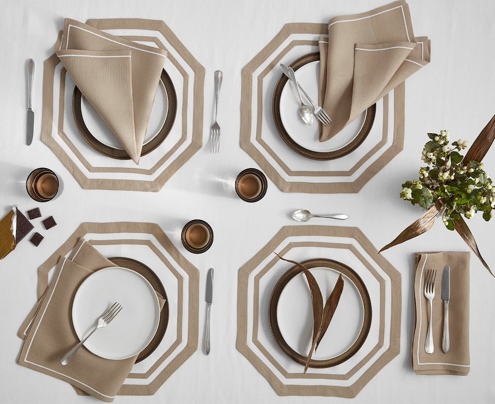 Casual Couture Double Border Octagon Placemats by Matouk at Fig Linens and Home