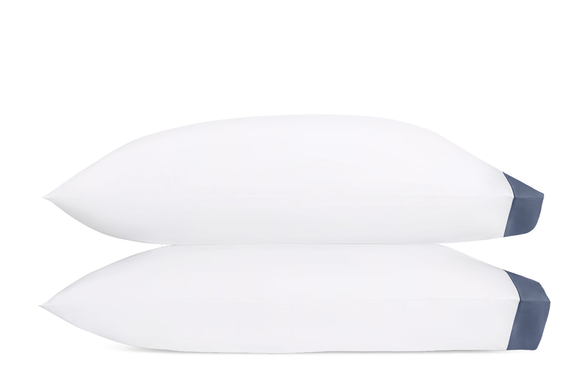 Matouk Emory Pillowcases in Steel Blue at Fig Linens and Home