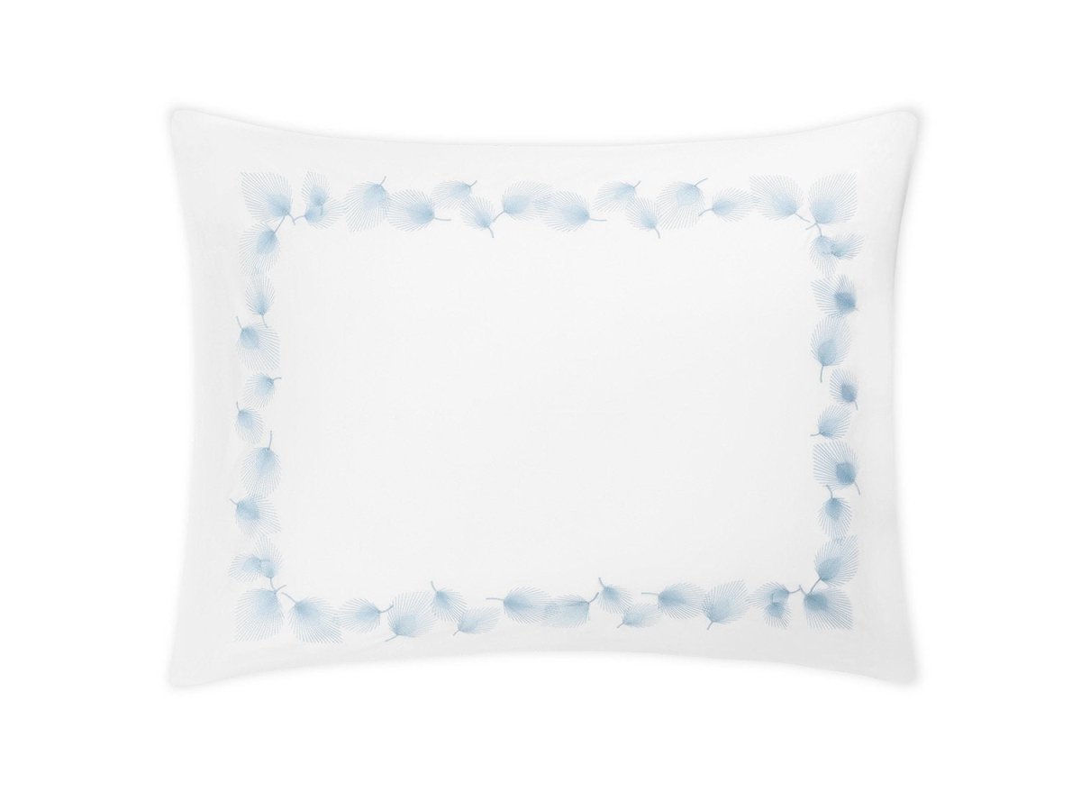 Matouk Feather Blue Pillow Sham - Giza Percale Bedding at Fig Linens