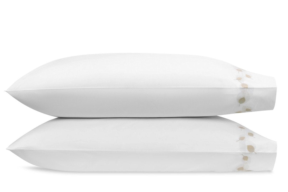 Matouk Feather Champagne Pillowcase - Giza Percale Bedding at Fig Linens