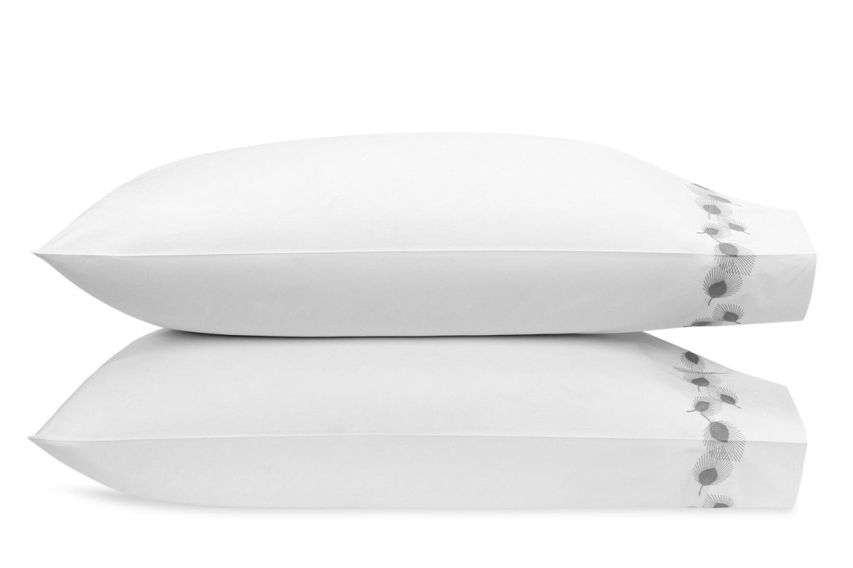 Matouk Feather Platinum Pillowcase - Giza Percale Bedding at Fig Linens