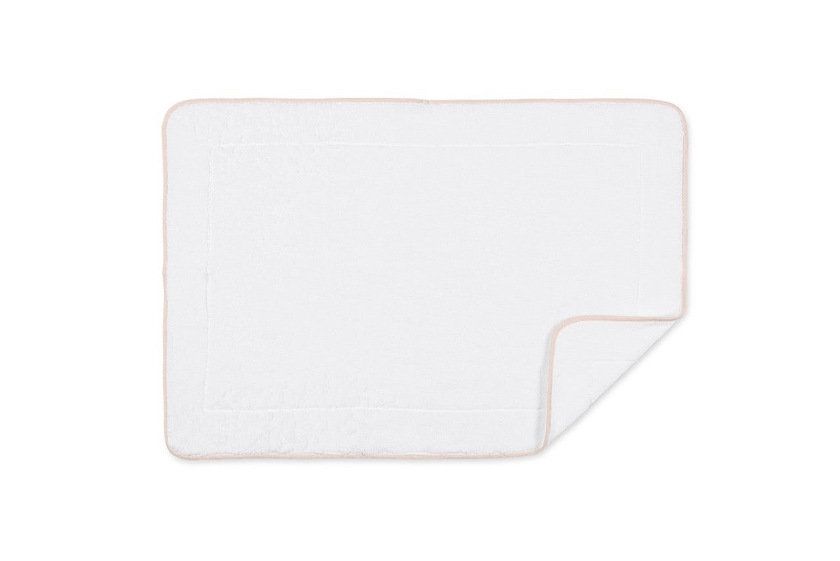 Bath Mat - Matouk White Giza Tub Mat with Blush Trim