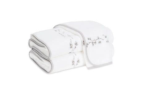 Matouk Jasmine Giza Towels with Cloud Embroidery at Fig Linens and Home