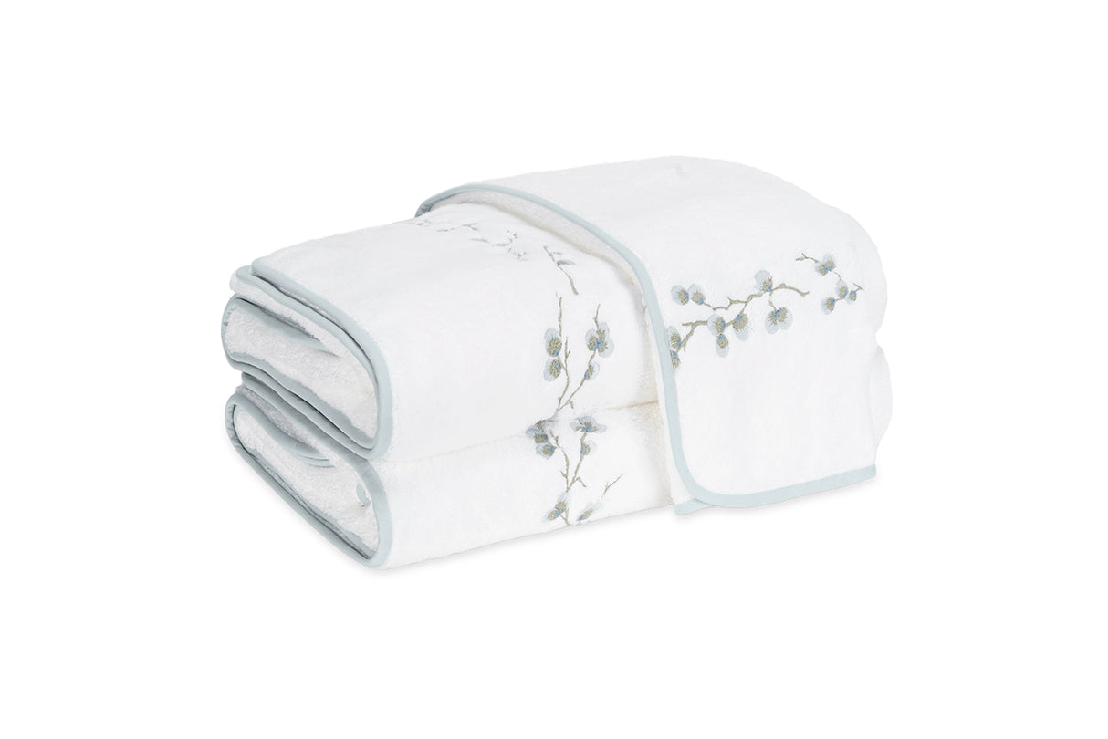 Matouk Jasmine Giza Towels with Pool Embroidery at Fig Linens and Home