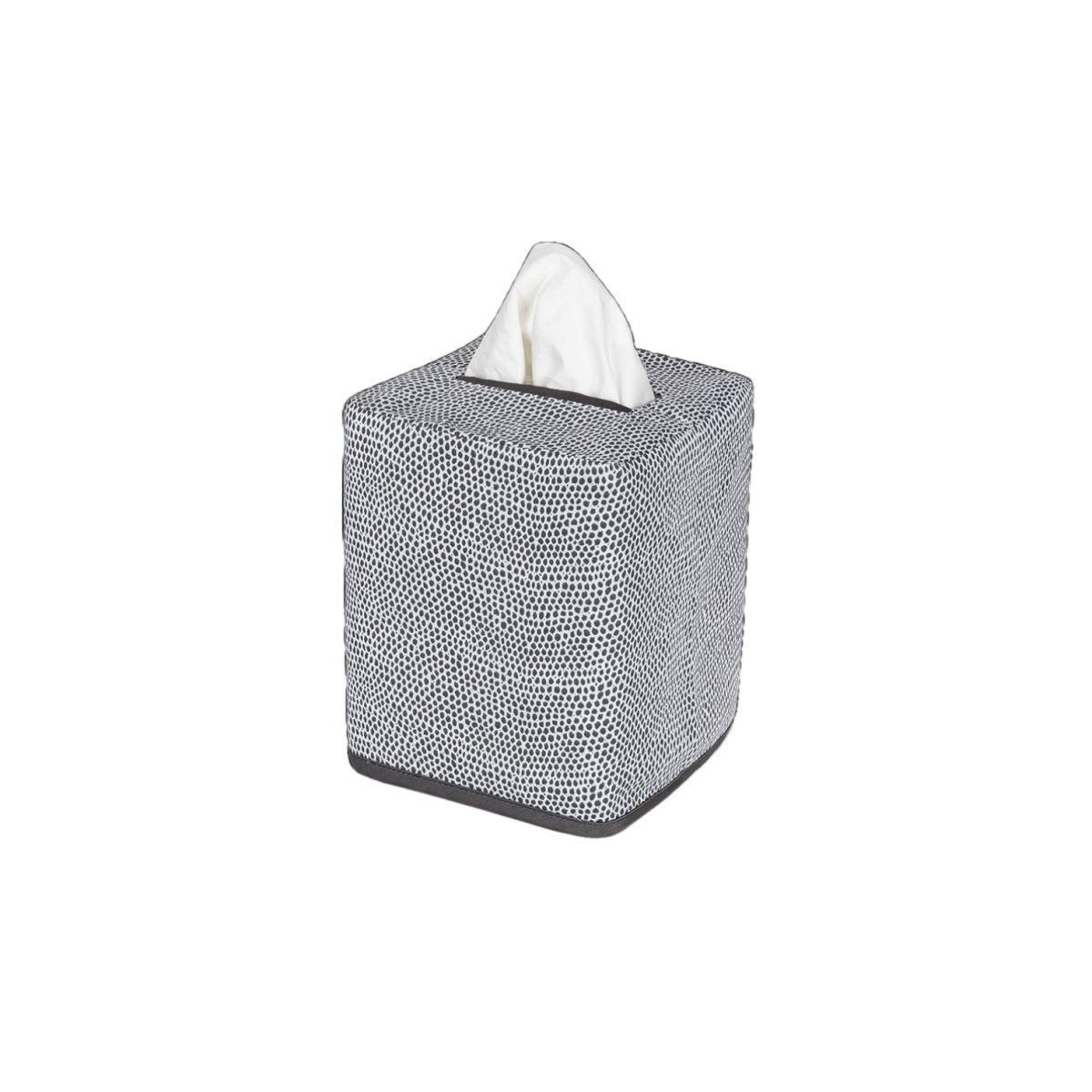 Jasper Tissue Box Cover in Charcoal by Matouk | Bathroom accessories at Fig Linens and Home