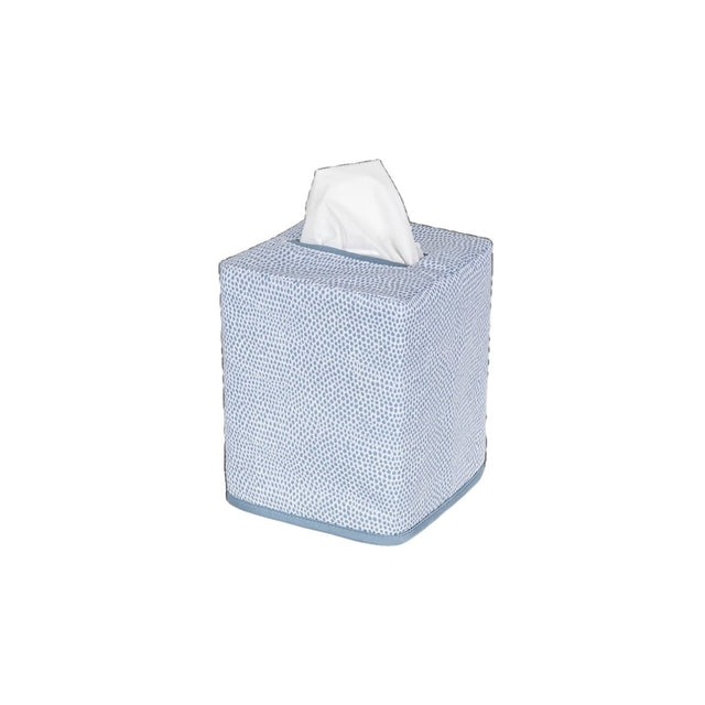 Jasper Tissue Box Cover in Hazy Blue by Matouk | Bathroom accessories at Fig Linens and Home