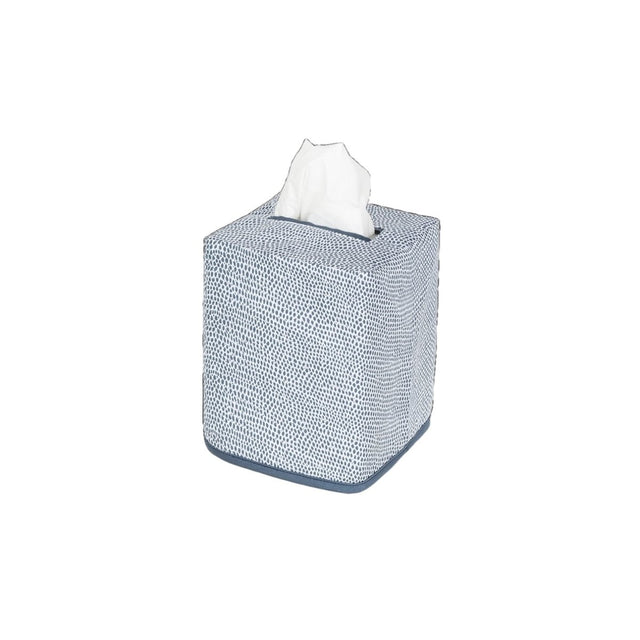 Jasper Tissue Box Cover in Steel Blue by Matouk | Bathroom accessories at Fig Linens and Home