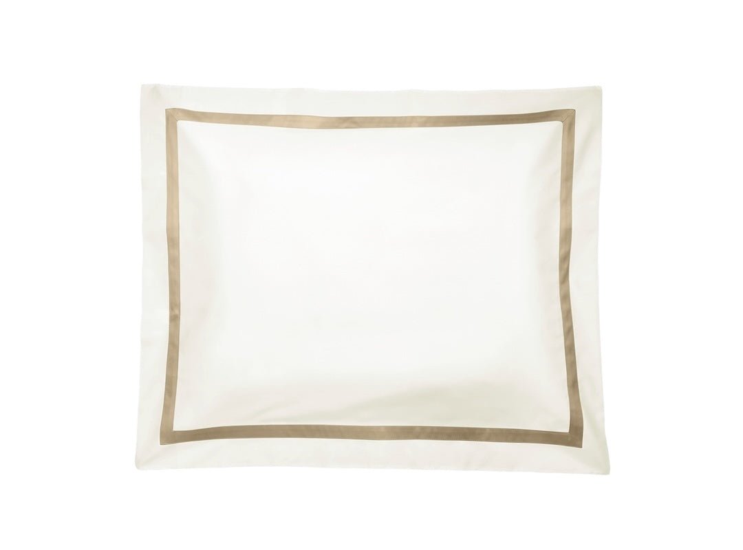 Matouk Pillow Sham - Lowell Champagne on Ivory Percale Bedding at Fig Linens and Home