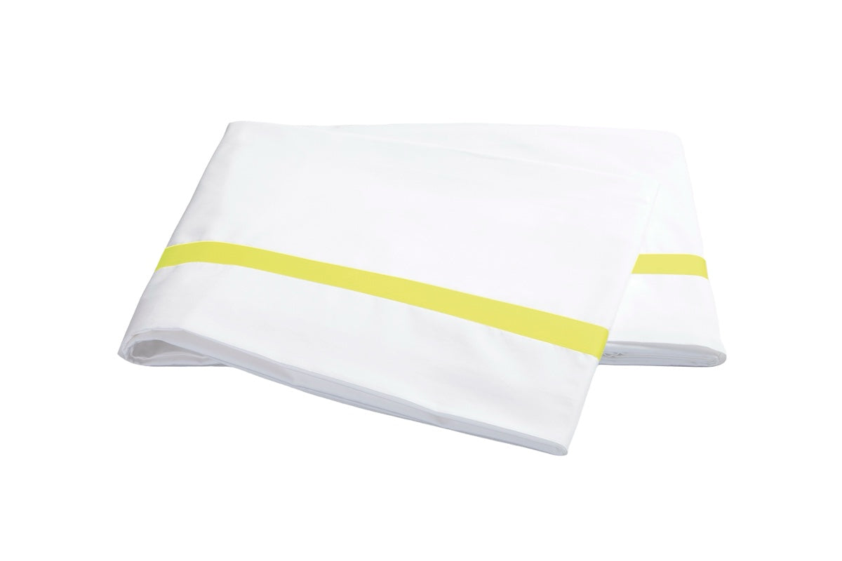 Matouk Bedding - Lowell Lemon Yellow Flat Sheet at Fig Linens and Home
