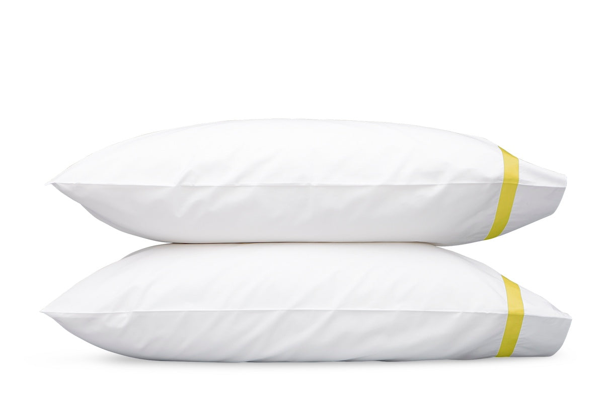 Matouk Bedding -  Lowell Lemon Yellow Pillowcases Pair at Fig Linens and Home