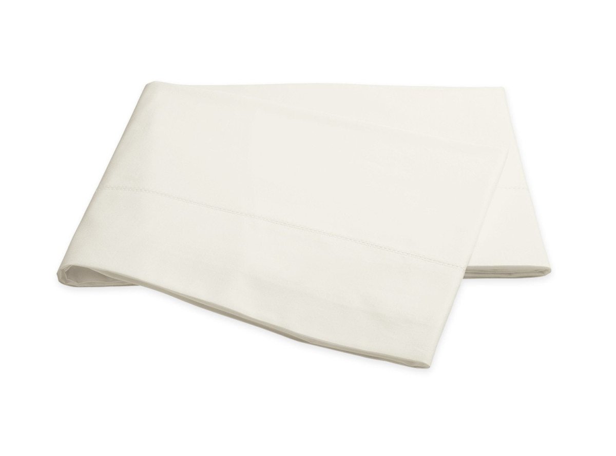 Luca Hemstitch Flat Sheet in Ivory | Percale Cotton Bed Sheets - Matouk at Fig Linens