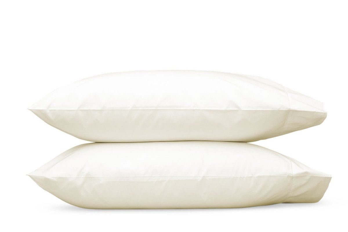 Luca Hemstitch Pillowcases in Ivory | Percale Cotton Bed Sheets - Matouk at Fig Linens