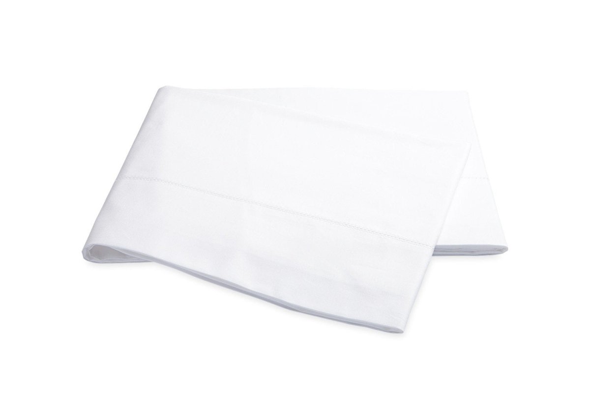 Luca Hemstitch Flat Sheet in White | Percale Cotton Bed Sheets - Matouk at Fig Linens