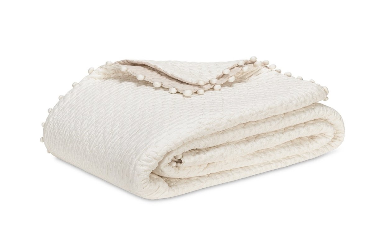 Silk Quilt - Abalone Soft White Matouk Margaret Silk Bedding and Euro Shams