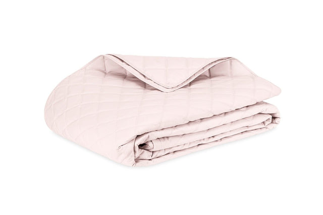 Quilted Coverlet - Matouk Percale Milano Blush Pink Quilted Bedding at Fig Linens and Home