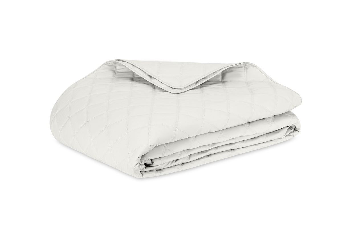 Quilted Coverlet - Matouk Percale Milano Bone Quilted Bedding at Fig Linens and Home