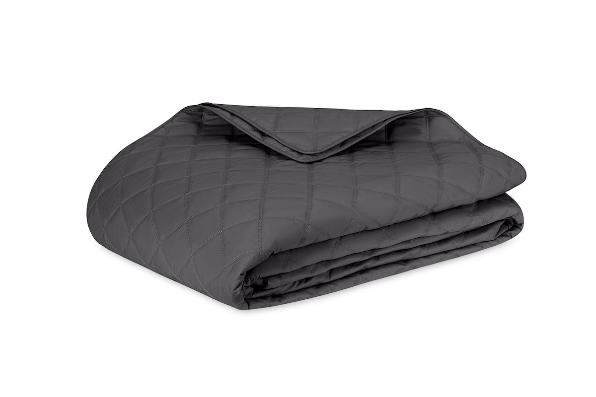 Quilted Coverlet - Matouk Percale Milano Carbon Quilted Bedding at Fig Linens and Home