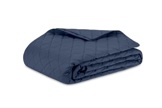 Quilted Coverlet - Matouk Percale Milano Steel Blue Quilted Bedding at Fig Linens and Home