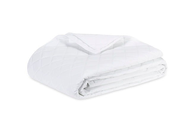 Quilted Coverlet - Matouk Percale Milano White Quilted Bedding at Fig Linens and Home
