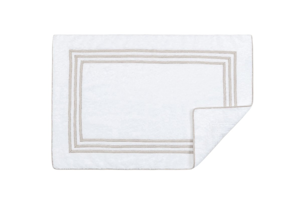 Matouk Newport Framed Tub Mat in Tan Stripe at Fig Linens and Home
