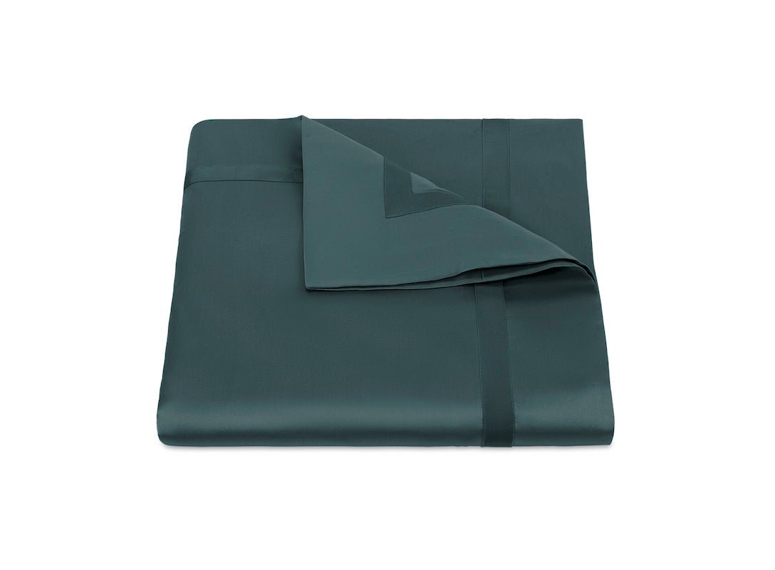 Matouk Duvet Cover - Nocturne Sateen Cotton Deep Jade Bedding at Fig Linens and Home