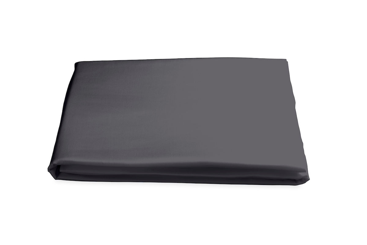 Matouk Fitted Sheet - Nocturne Sateen Cotton Charcoal Bedding at Fig Linens and Home