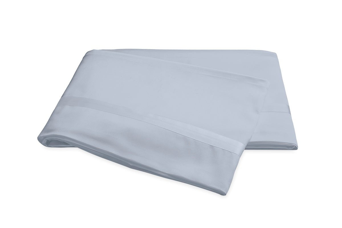 Matouk Flat Sheet - Nocturne Sateen Cotton Light Blue Bedding