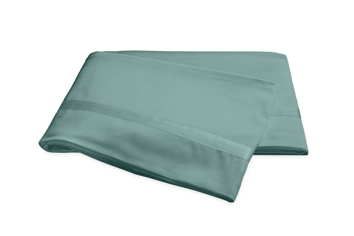 Flat Sheet - Matouk Nocturne Sateen Aquamarine Bedding at Fig Linens and Home