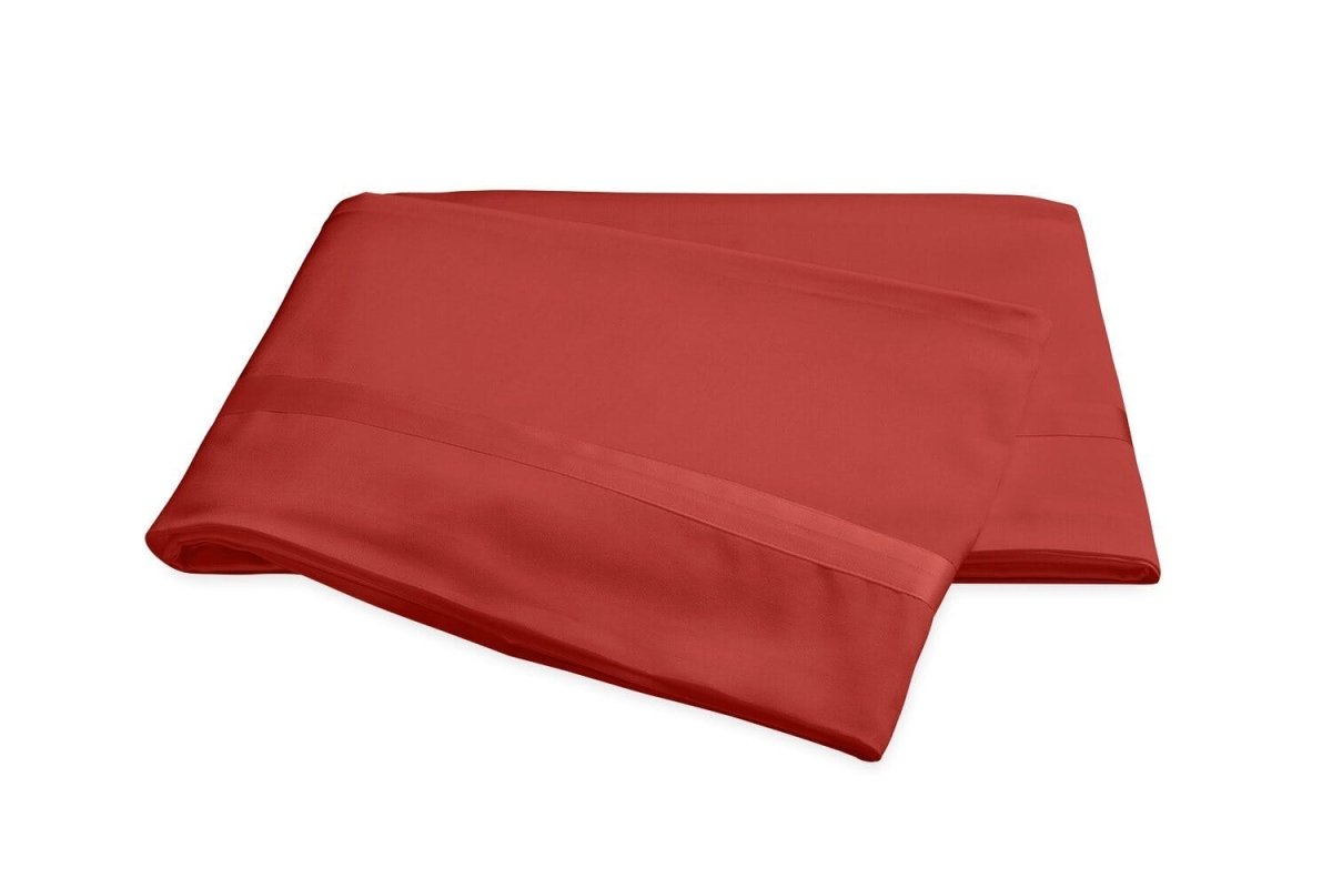 Flat Sheet - Matouk Nocturne Sateen Bedding in Coral at Fig Linens and Home