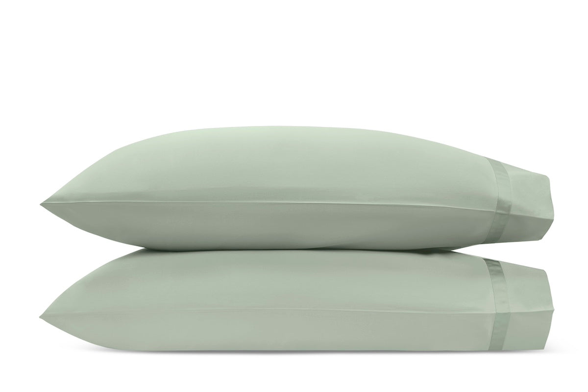 Matouk Flat Sheet - Nocturne Celadon Sateen Bedding at Fig Linens and Home