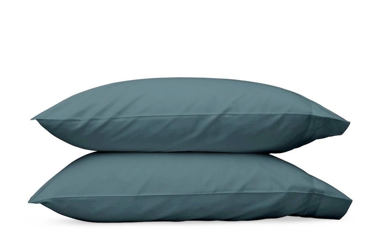 Matouk Flat Sheet - Nocturne Sateen Cotton Deep Jade Bedding at Fig Linens and Home