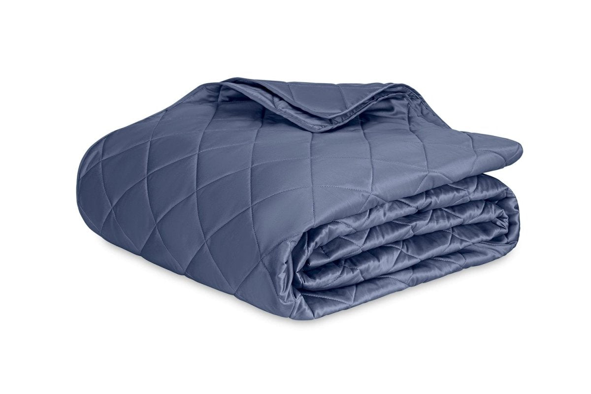 Matouk Coverlet - Nocturne Quilt in Steel Blue at Fig Linens and Home