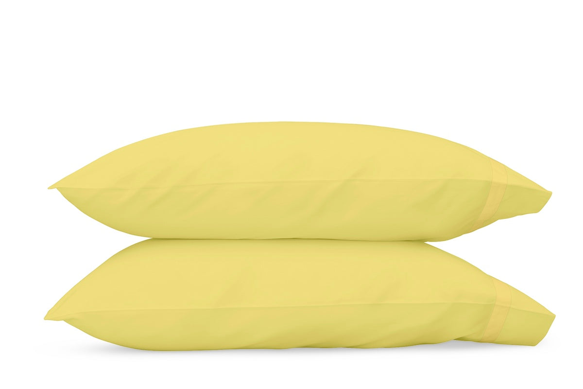 Matouk Pillowcases - Nocturne Sateen Lemon Yellow Bedding at Fig Linens and Home
