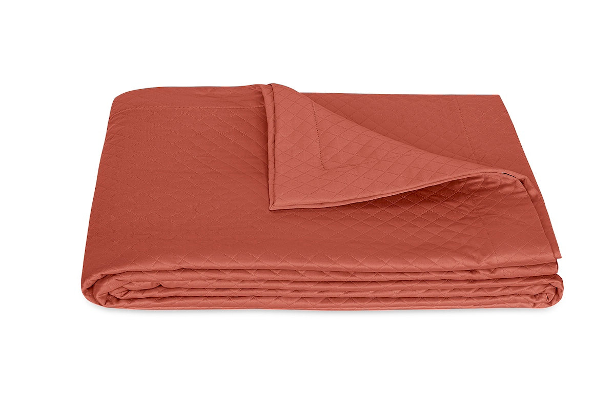 Matouk Petra Matelasse Coverlet Deep Coral at Fig Linens and Home