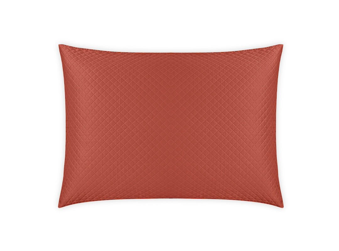 Matouk Petra Matelasse Pillow Sham Deep Coral at Fig Linens and Home