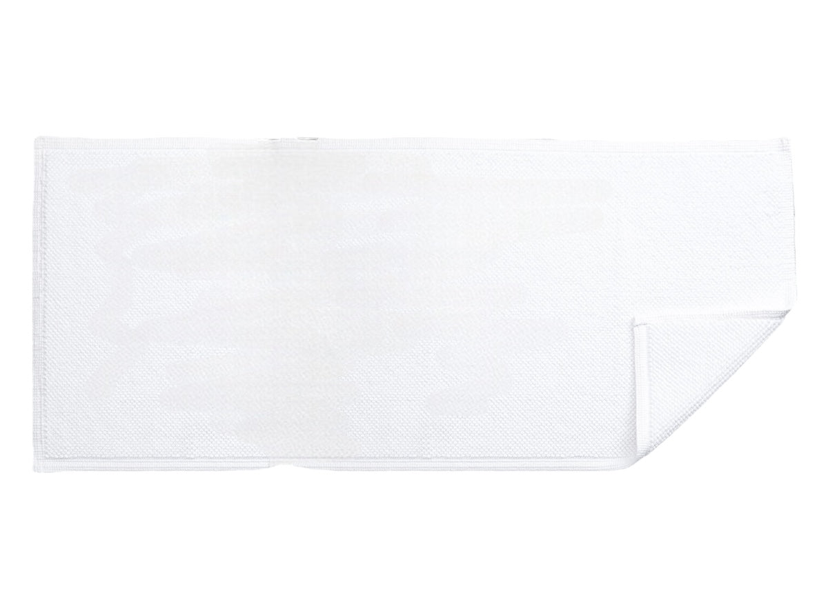 Bathroom Floor Rug - Reverie Extra Long White Bath Rug 24 x 60 by Matouk