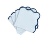 Matouk Napkins - Scallop Edge Napkin in Ice Blue with Navy Tape - Fig Linens and Home