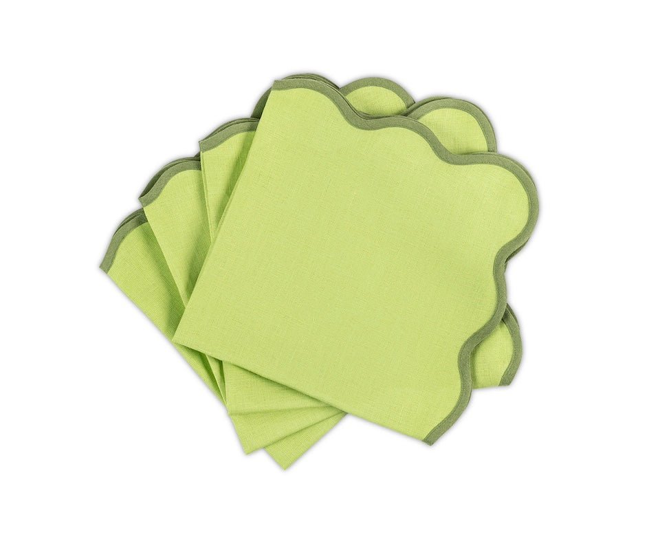 Matouk Napkins - Scallop Edge Napkin in Peridot Green with Grass Tape - Fig Linens and Home