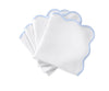Matouk Napkins - Scallop Edge Napkin in White with Ice Blue Tape - Fig Linens and Home