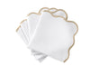 Matouk Napkins - Scallop Edge Napkin in White with Oat Tape - Fig Linens and Home