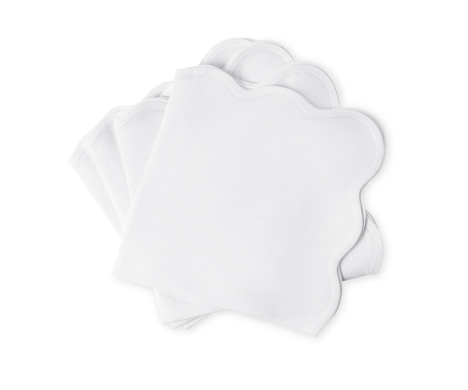 Matouk Napkins - Scallop Edge Napkin in White with White Tape - Fig Linens and Home