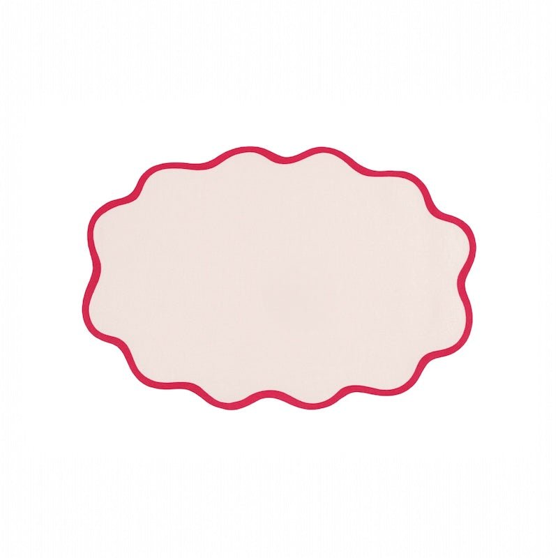 Matouk Placemat - Scallop Edge Oval Placemat in Pink and Azalea
