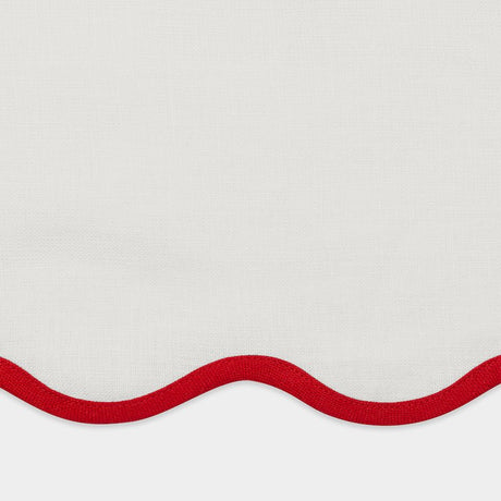 Swatch of Matouk Scallop Edge Oval Placemat - White and Scarlet