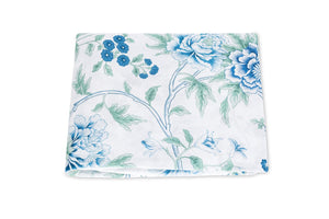 Fitted Sheet - Simone Linen Sea Blue Schumacher Matouk Bedding at Fig Linens and Home