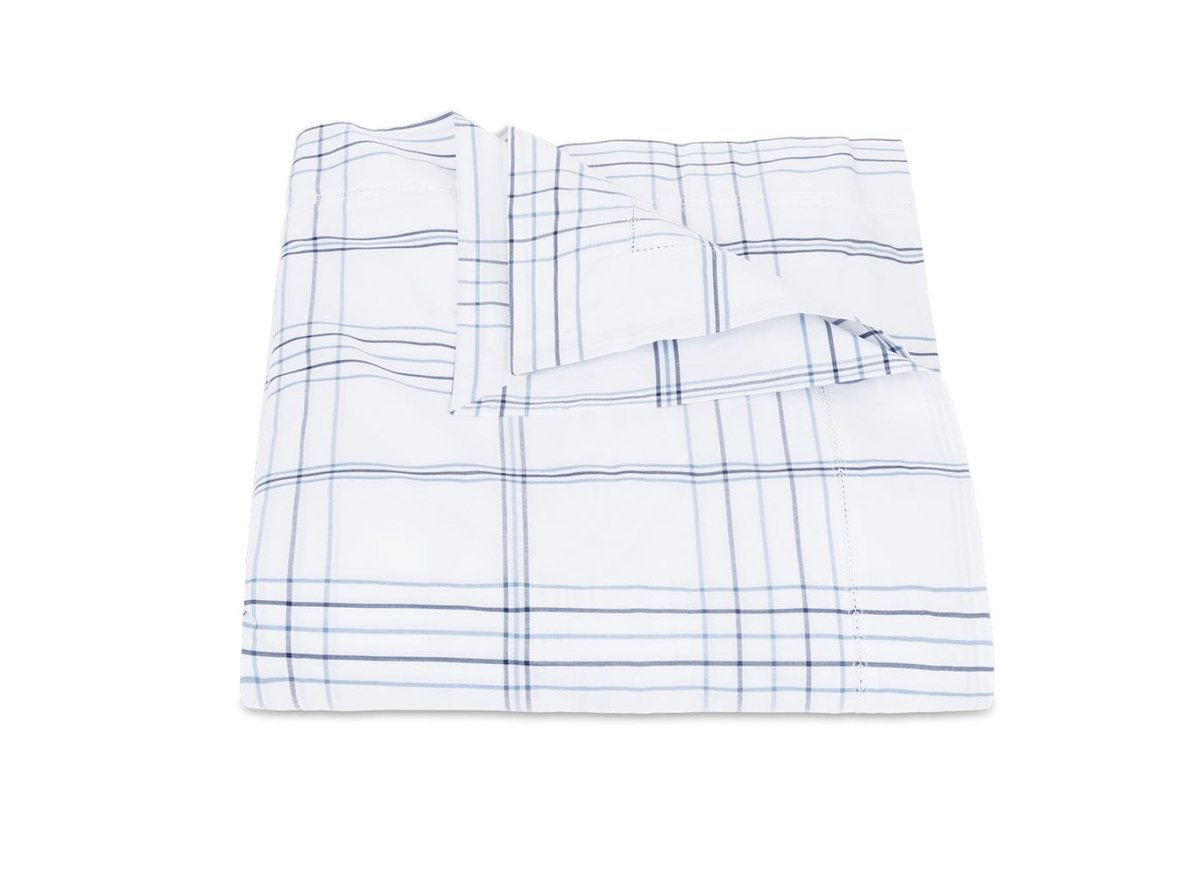 August Plaid Navy Blue Duvet Cover | Matouk Schumacher at Fig Linens and Home