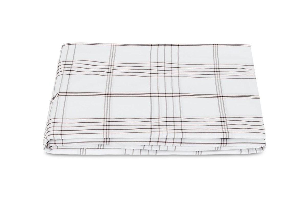 August Plaid Sable Flat Sheet | Matouk Schumacher at Fig Linens and Home