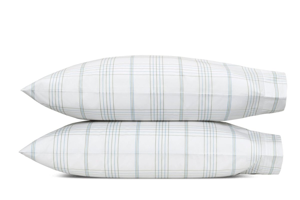 August Plaid Sea Pillowcases | Matouk Schumacher at Fig Linens and Home